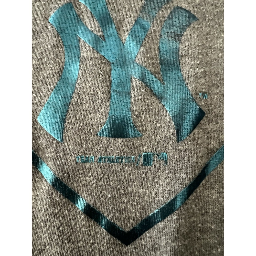 MLB New York Yankees‎ Girls XL 14 Gray Heart Metallic Teal Racerback Tank Top - Picture 4 of 5